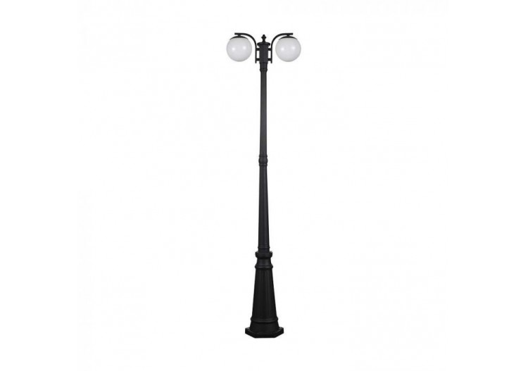 Vt-1232 lampe sur pied(2*e27)-noir mat-boule plastique opale- 11828 - V-tac