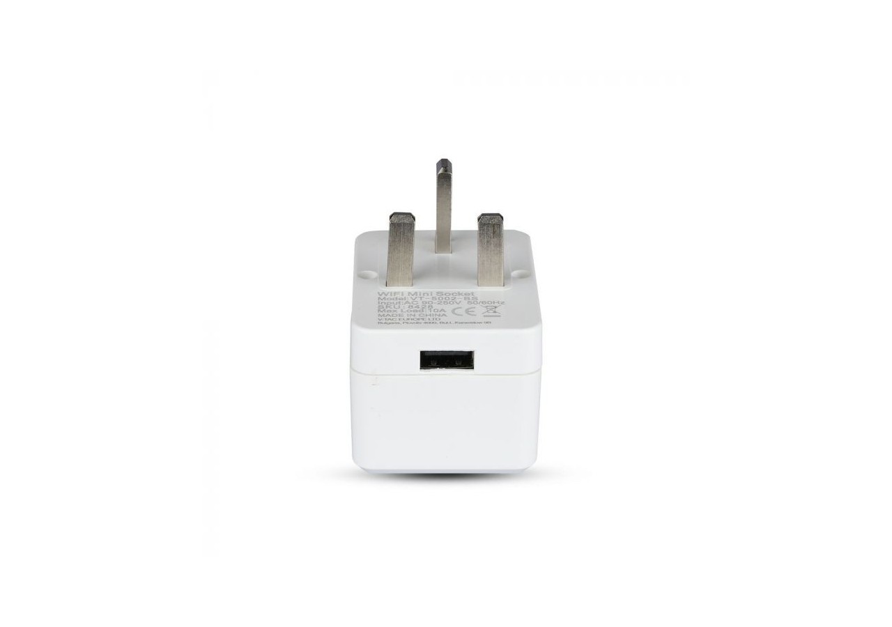 Prise wifi mini bs Vt-5002-bs avec usb, compatible avec alexa et google home- 8428 - V-tac