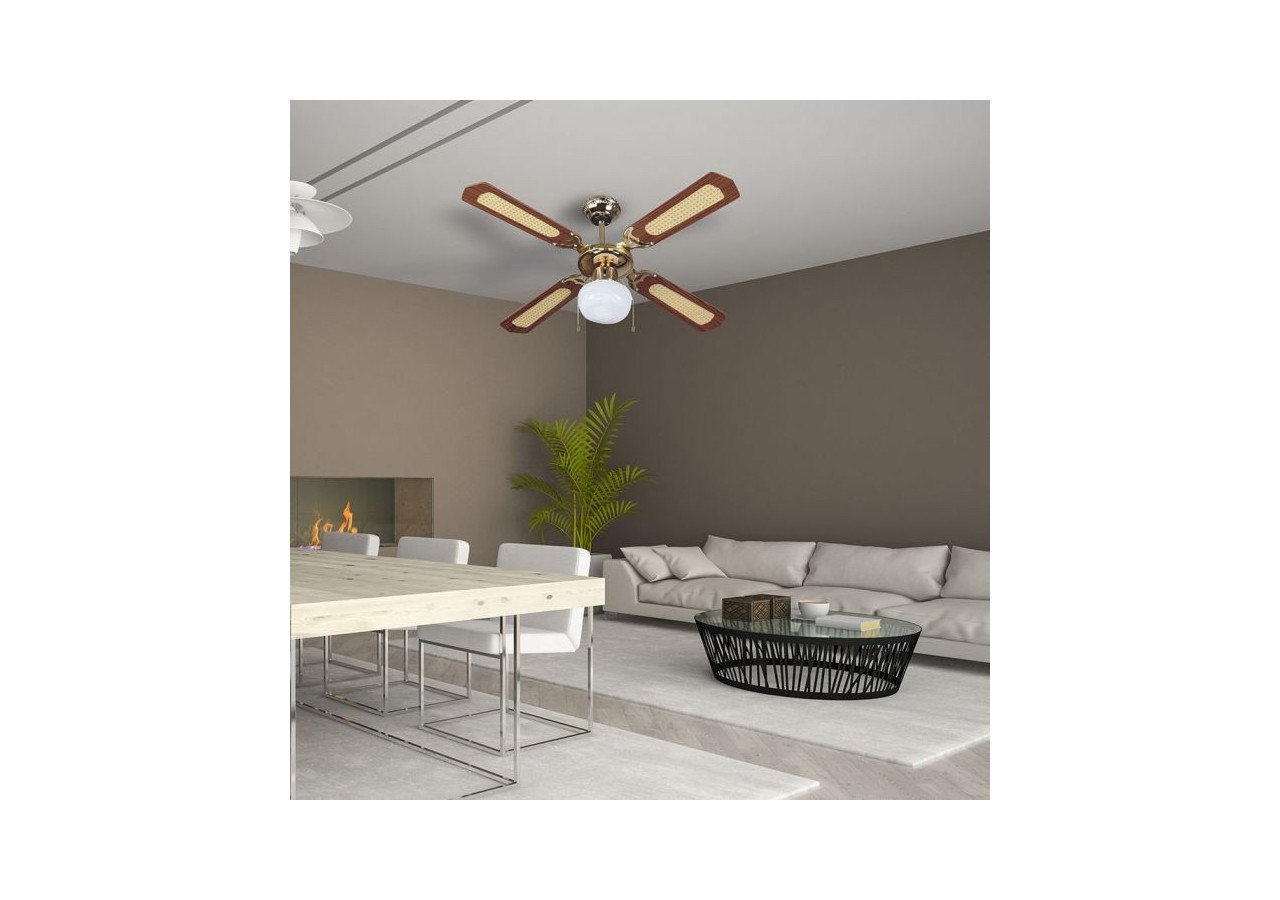 Vt-6042-4 ventilateur de plafond 50w avec kit d'éclairage -commande par chaîne de traction-4 pales-moteur-ac- 7914 - V-tac