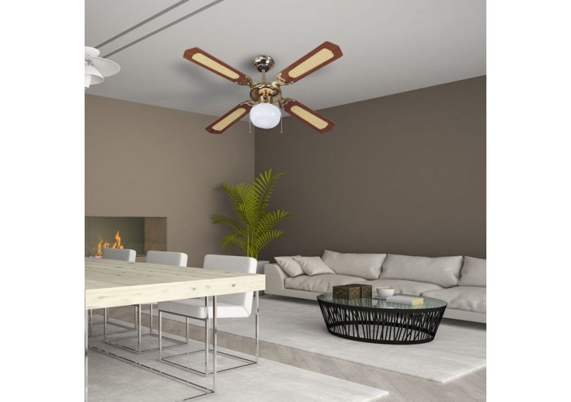 Vt-6042-4 ventilateur de plafond 50w avec kit d'éclairage -commande par chaîne de traction-4 pales-moteur-ac- 7914 - V-tac