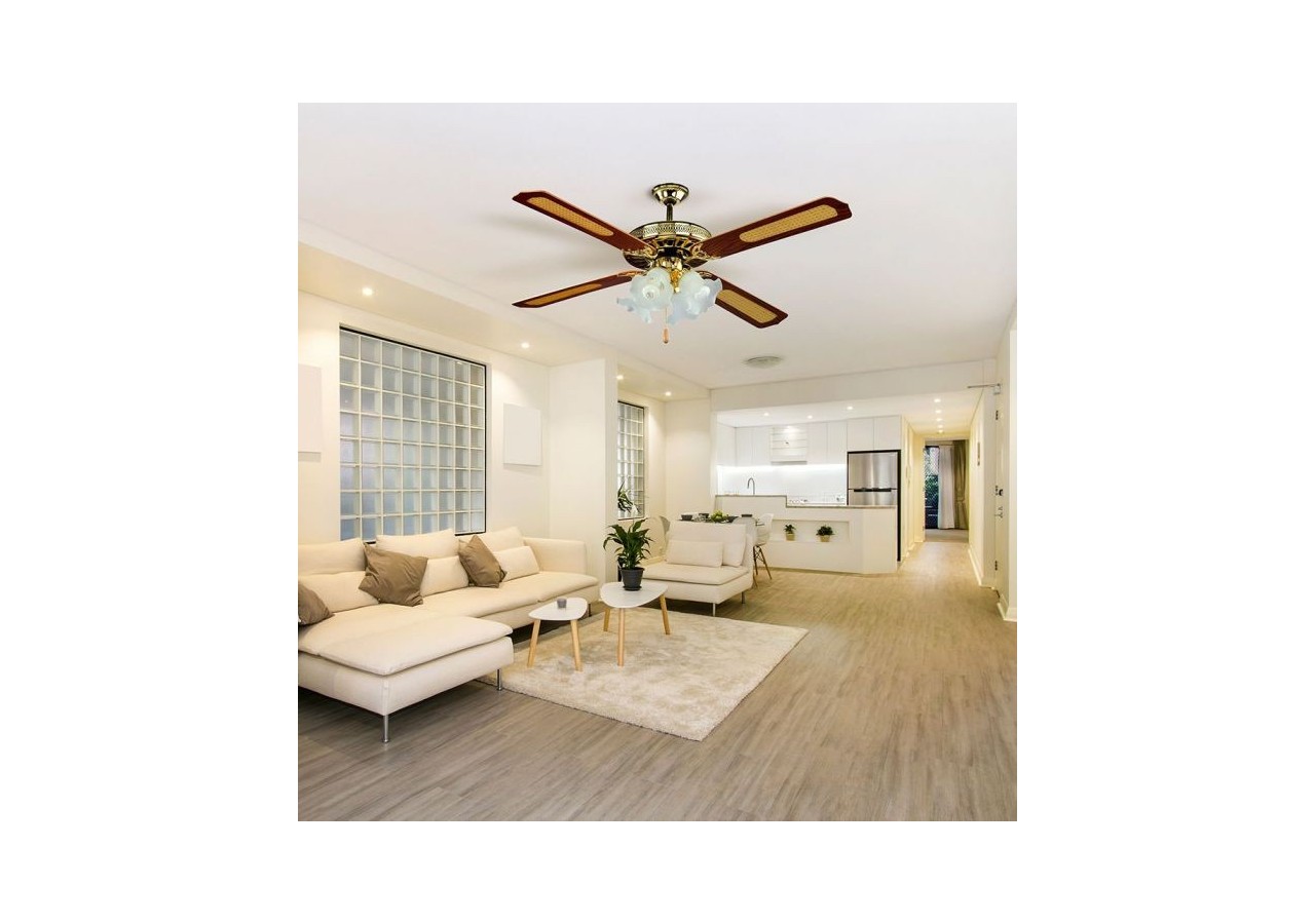 Vt-6056-4 ventilateur de plafond 55w avec 4 lumières -commande à chaîne- 4 pales-moteur-ac- 7921 - V-tac