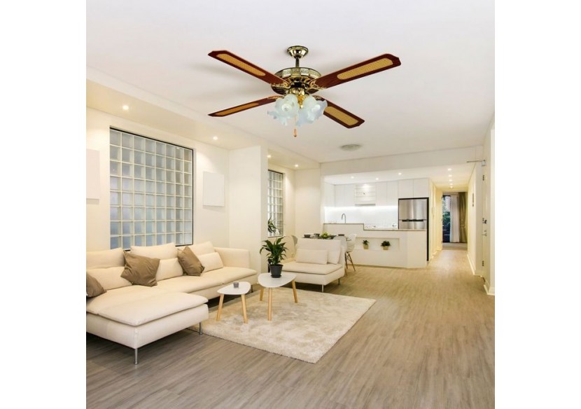 Vt-6056-4 ventilateur de plafond 55w avec 4 lumières -commande à chaîne- 4 pales-moteur-ac- 7921 - V-tac