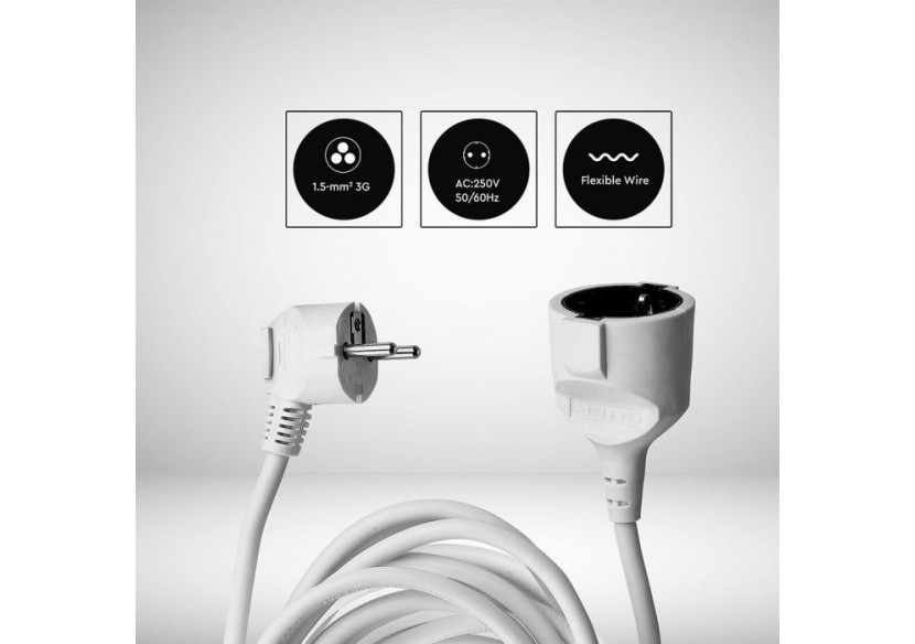 Vt-3001-10 rallonge(3g1.5mm2x10m)16a,-blanc- 8780 - V-tac Vt-3001-10 rallonge(3g1.5mm2x10m)16a,-blanc- 8780 - V-tac