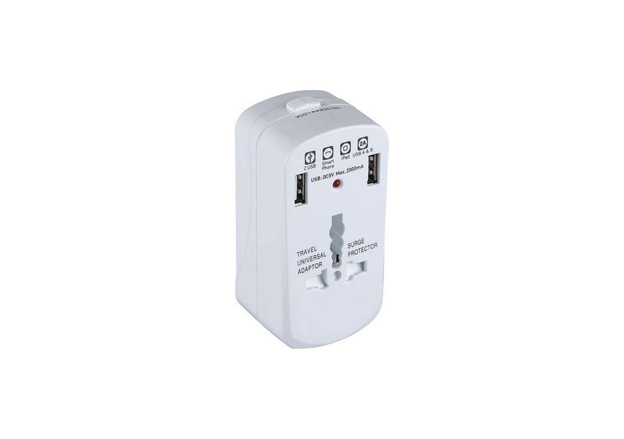 Adaptateur universel avec protection contre les surcharges, double blister avec 2usb 2a- 8704 - V-tac