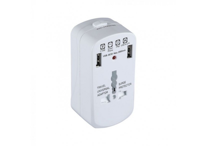 Adaptateur universel avec protection contre les surcharges, double blister avec 2usb 2a- 8704 - V-tac Adaptateur universel avec protection contre les surcharges, double blister avec 2usb 2a- 8704 - V-tac