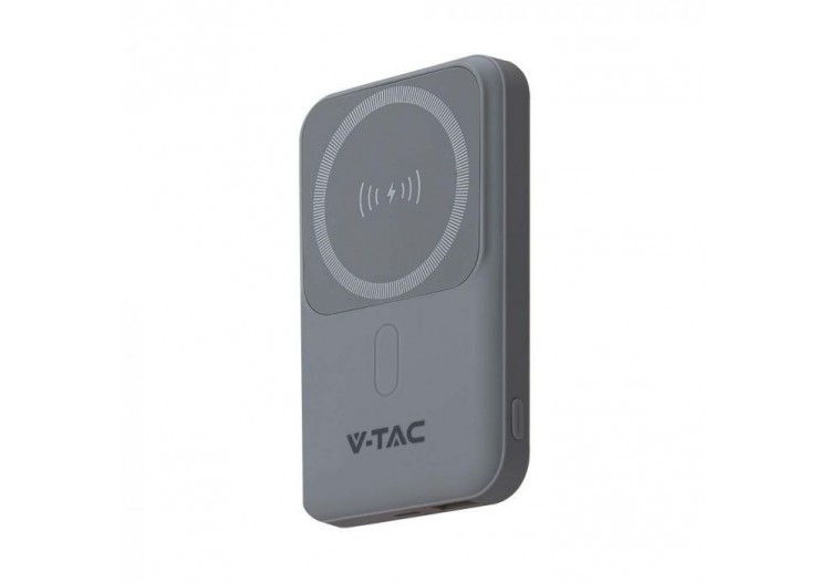 Vt-3529 10000mah banque d'alimentation magnétique sans fil avec anneau métallique-gris- 23040 - V-tac