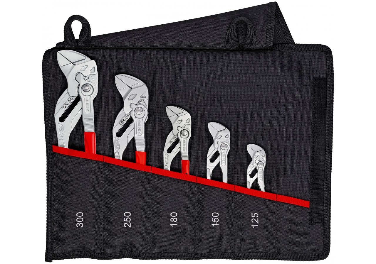 Trousse composée de 5 pinces-clés 125mm, 150mm, 180mm, 250mm et 300mm - Knipex - 001955S4