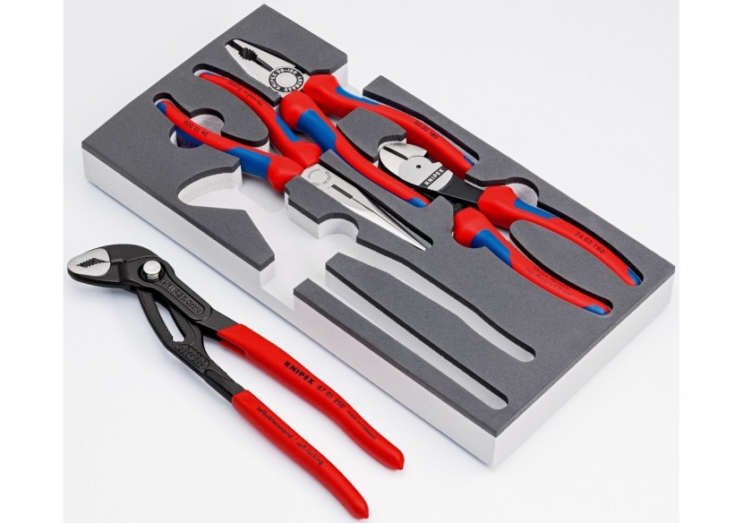Jeu de 4 pinces "Basic" sur plateau mousse pour servante - Knipex - 002001V15
