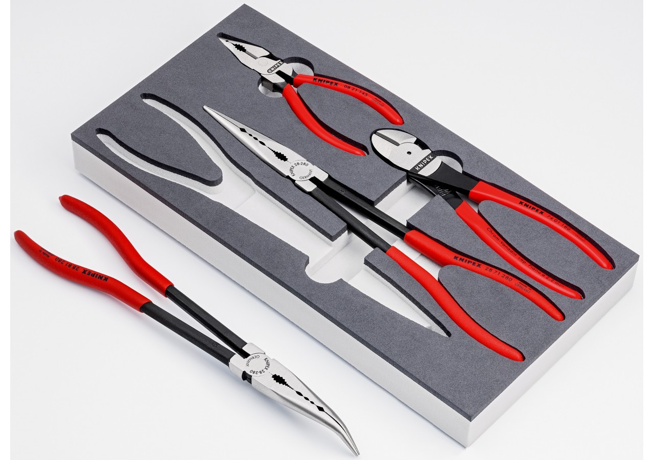 Jeu de 4 pinces "Automobile" sur plateau mousse pour servante - Knipex - 002001V16