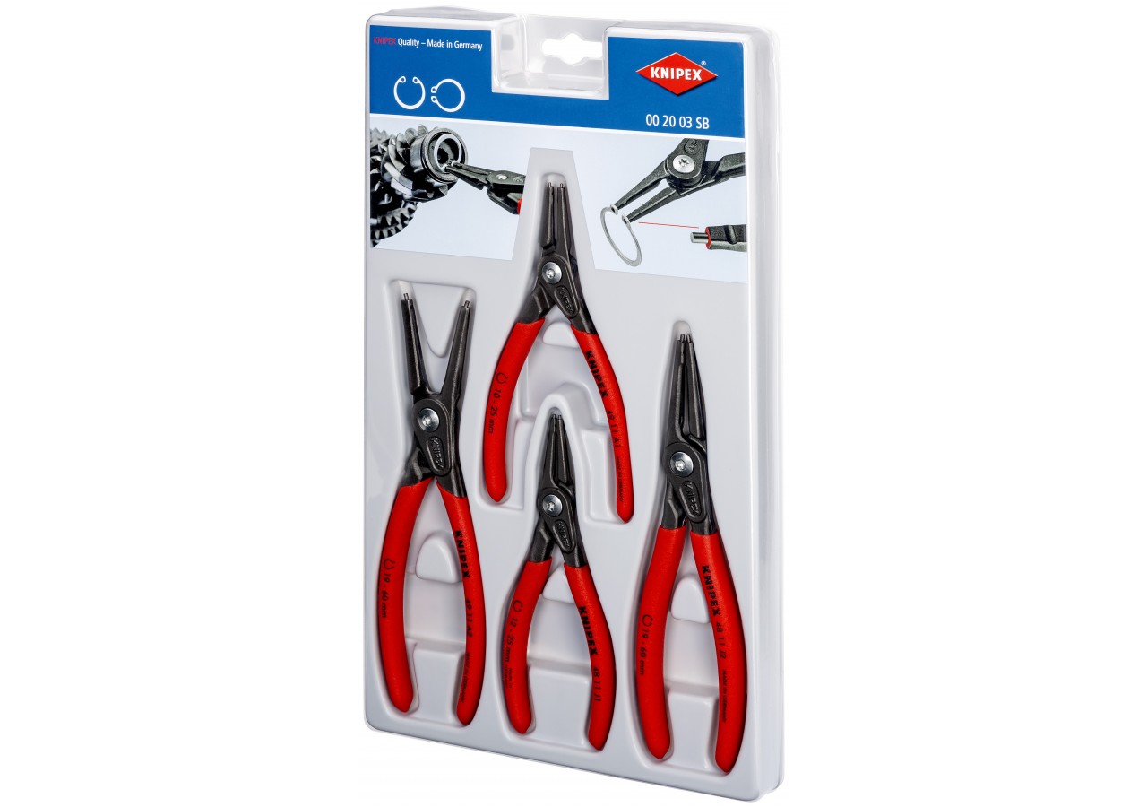 Jeu de 4 pinces pour circlips (Modèle 48 / 49) sur plateau thermoformé - Knipex - 002003SB