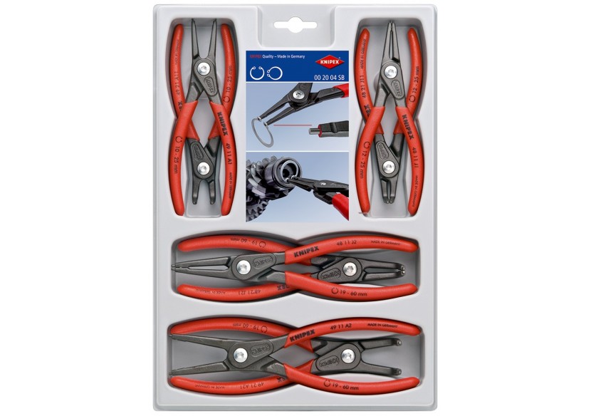 Jeu de 8 pinces pour circlips (Modèle 48 / 49) sur plateau thermoformé - Knipex - 002004SB