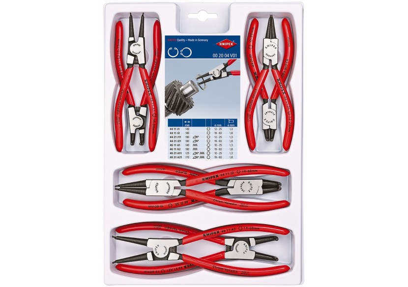 Jeu de 8 pinces pour circlips (Modèle 44 / 46) sur plateau thermoformé - Knipex - 002004V01