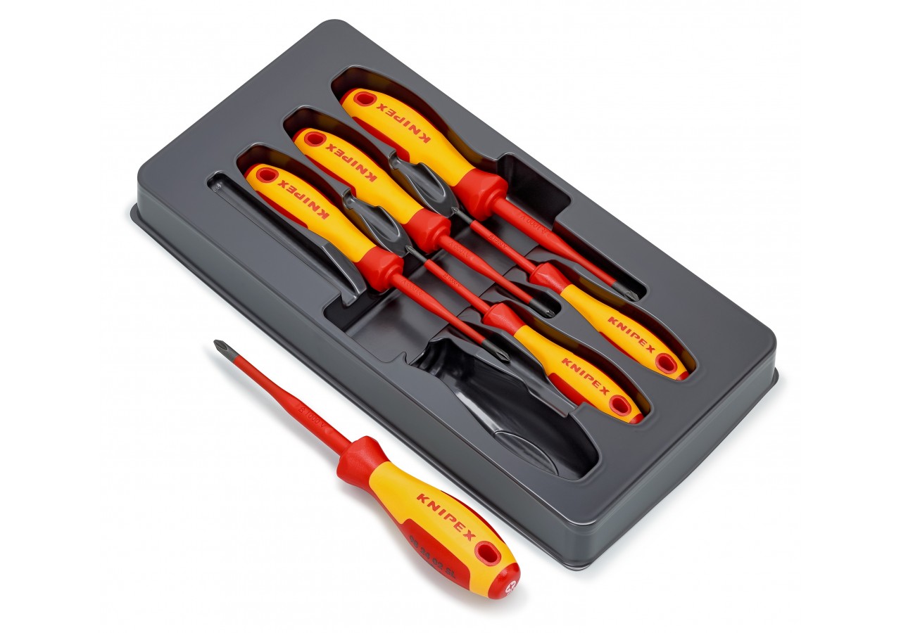 Assortiment de 6 tournevis isolés 1000V - Fente, Phillips® et Pozidriv® - Knipex - 002012V03