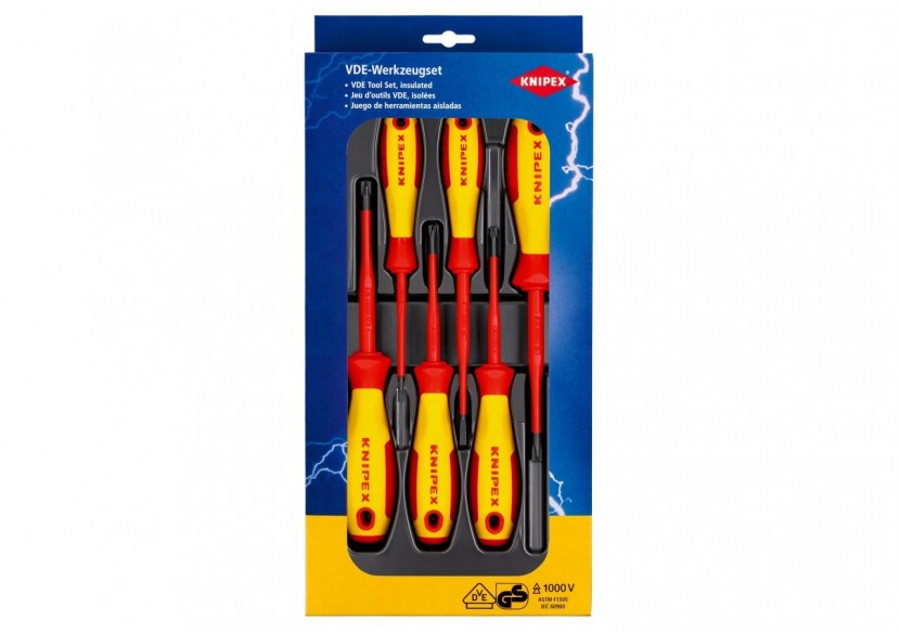 Assortiment de 6 tournevis isolés 1000V - Fente et PlusMinus - Knipex - 002012V05