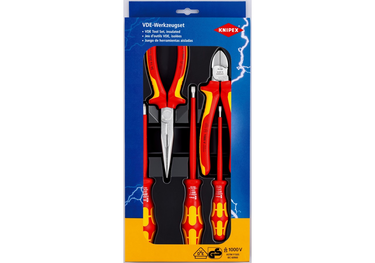 Assortiment de 2 pinces et 3 tournevis Wera - Bi-matière - Isolés 1000V - Knipex - 002013