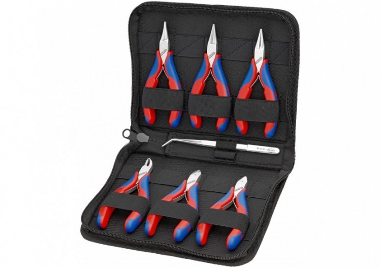 Trousse composée d'un jeu de 6 pinces pour l'électronique - Bi-matière - Knipex - 002016