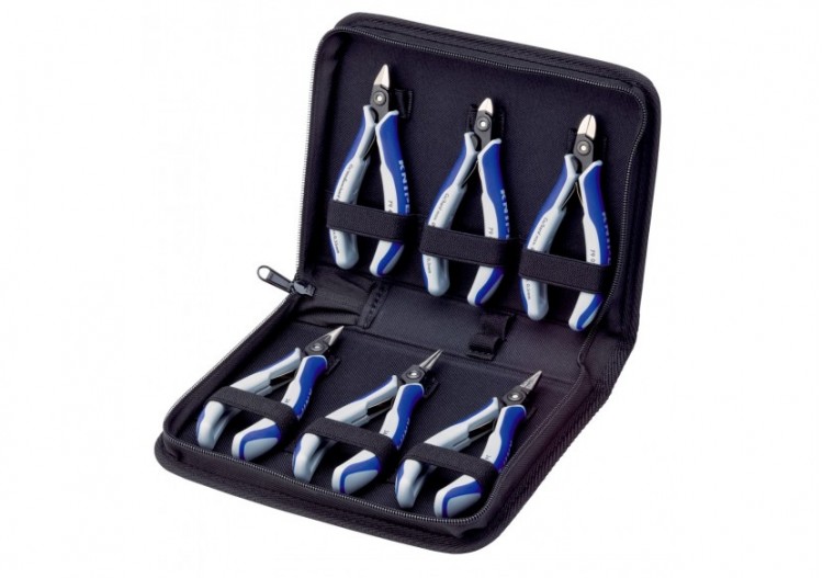 Trousse composée d'un jeu de 6 pinces pour l'électronique - Bi-matière - Knipex - 002016P