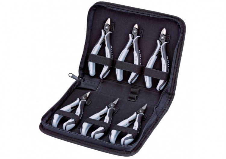 Trousse composée d'un jeu de 6 pinces pour l'électronique - Bi-matière - ESD - Knipex - 002016PESD