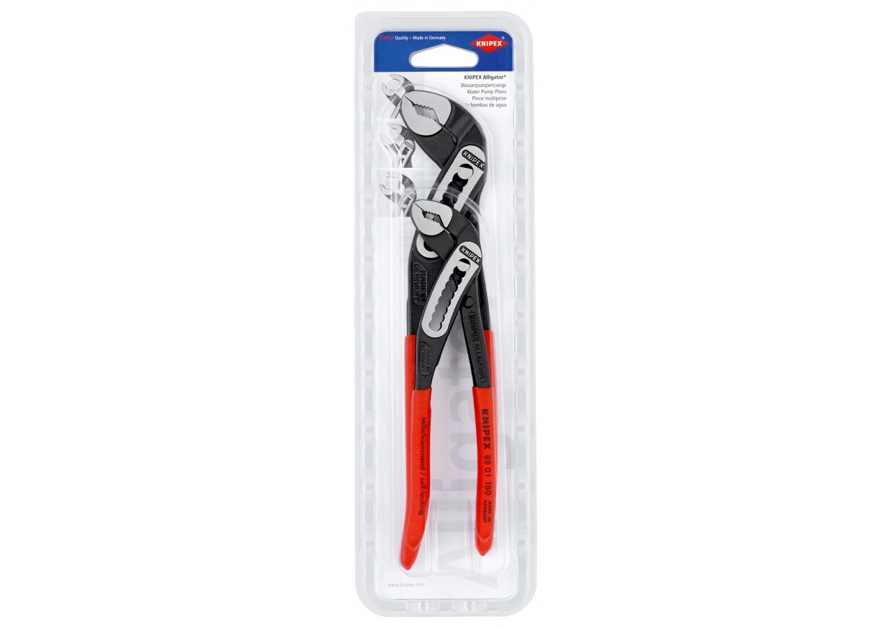 Jeu de 2 pinces multiprise Alligator® 180mm et 250mm - Gainage PVC antidérapant - Knipex - 003120V02