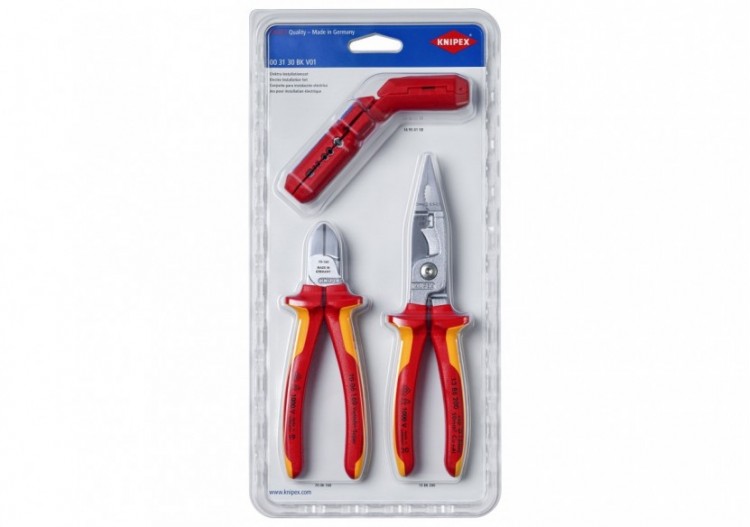 Lot de 3 outils Electricien Outil à dégainer Pince coupante Pince multifonction - Knipex - 003130BKV01
