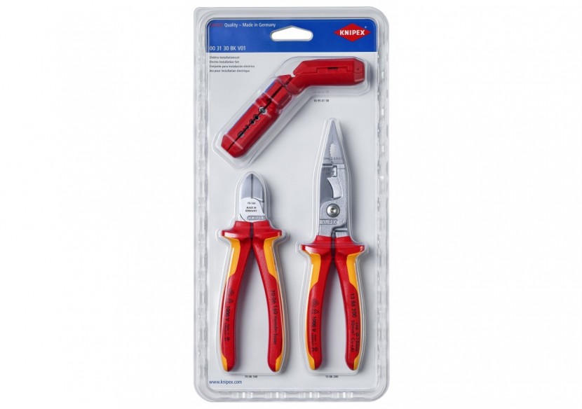 Lot de 3 outils Electricien Outil à dégainer Pince coupante Pince multifonction - Knipex - 003130BKV01