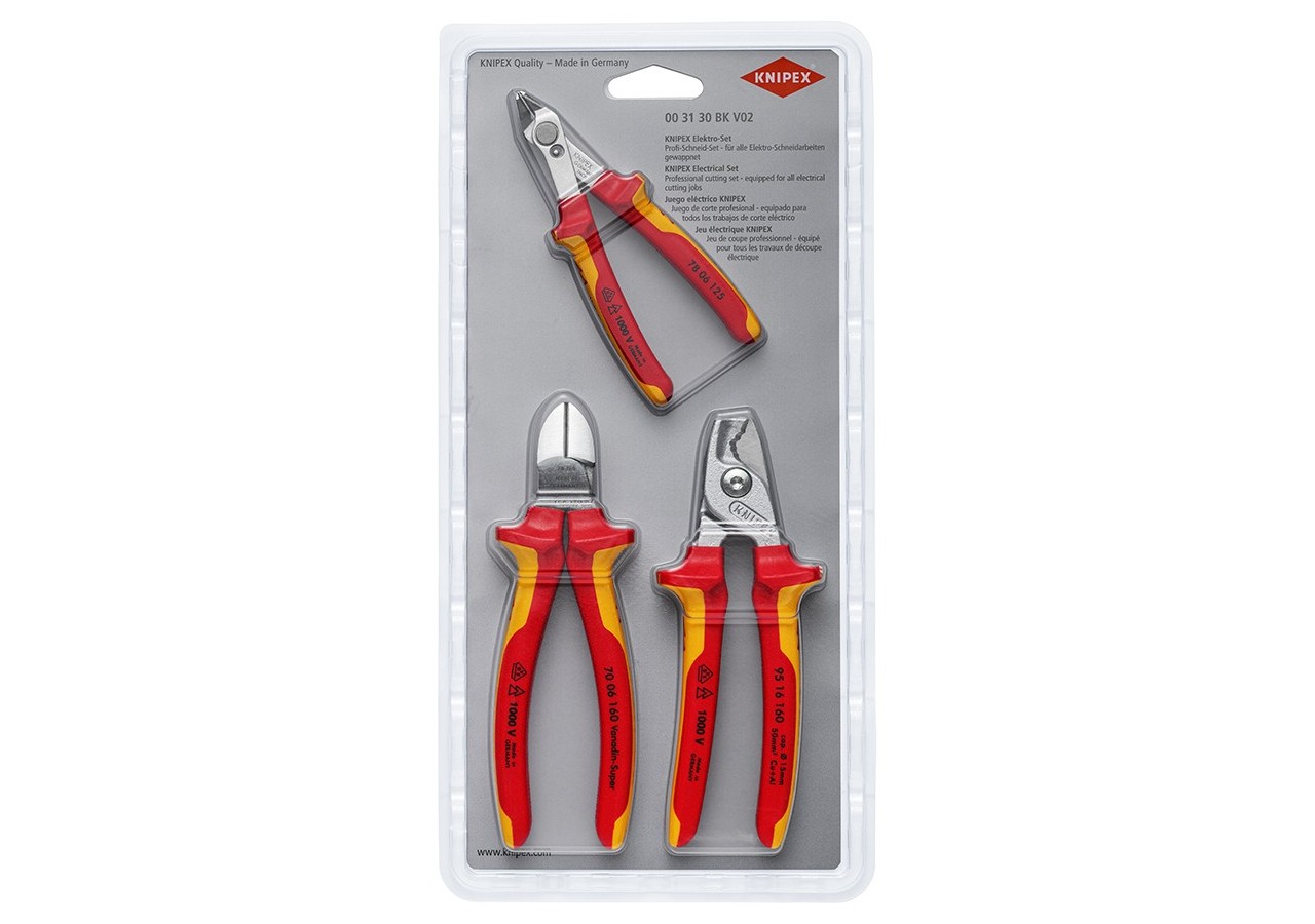 Lot de 3 pinces isolées 1000V. 70 06 160 / 78 03 125 / 95 16 160 - Knipex - 003130BKV02