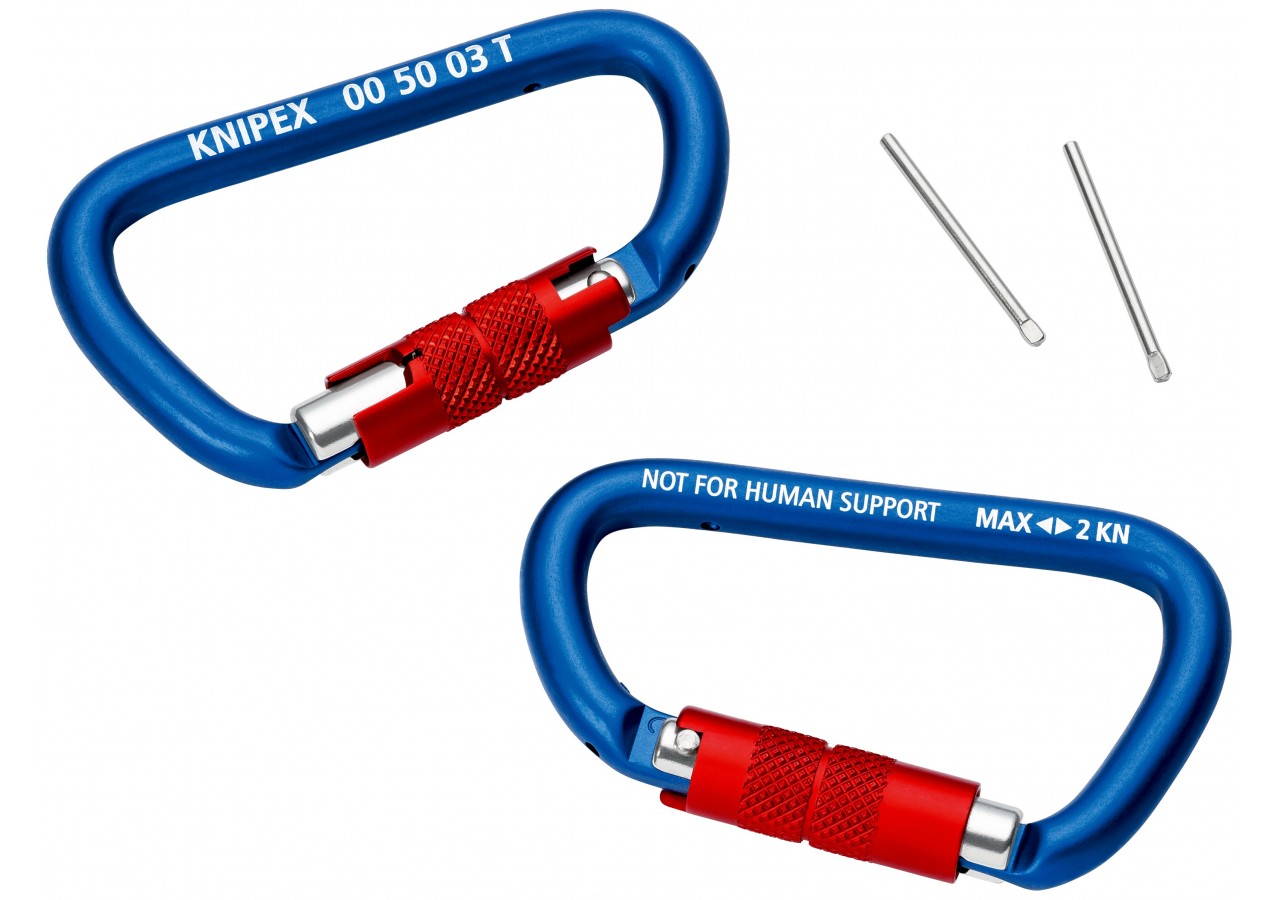 Mousquetons x 2 - La molette verrouillée empêche l'ouverture accidentelle - Knipex - 005003TBK