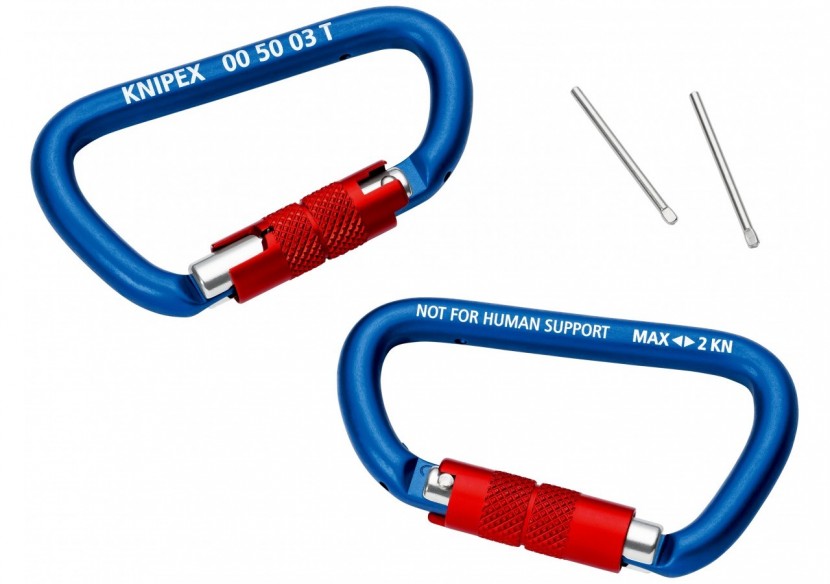 Mousquetons x 2 - La molette verrouillée empêche l'ouverture accidentelle - Knipex - 005003TBK