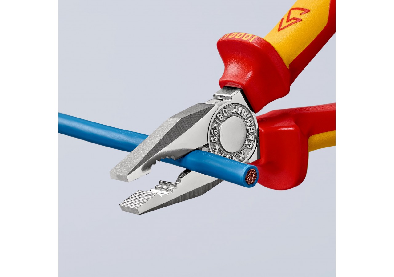 Pince universelle 180mm avec tranchant - Bi-matière - Chromée 1000V - Antichute - Knipex - 0306180T