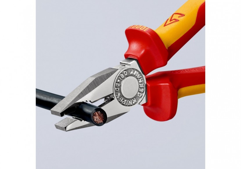 Pince universelle 180mm avec tranchant - Bi-matière - Chromée 1000V - Antichute - Knipex - 0306180T