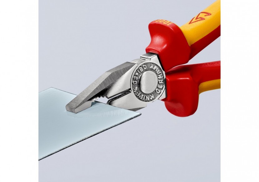 Pince universelle 180mm avec tranchant - Bi-matière - Chromée 1000V - Antichute - Knipex - 0306180T