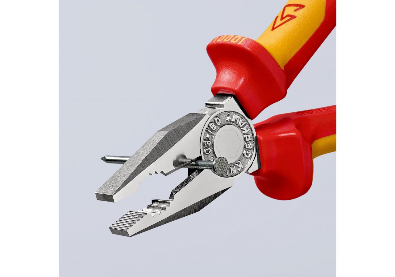 Pince universelle 180mm avec tranchant - Bi-matière - Chromée 1000V - Antichute - Knipex - 0306180T