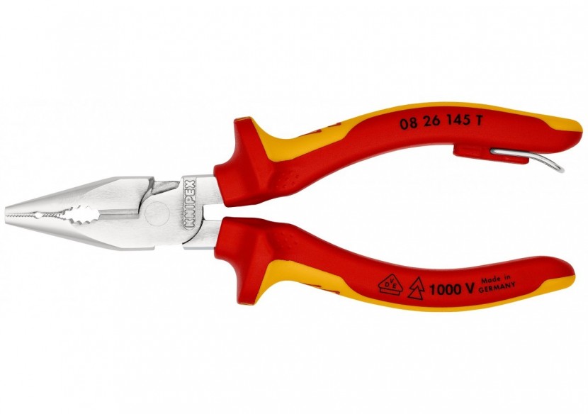 Pince universelle 145mm avec tranchant - Bi-matière Chromée 1000V - Antichute - Knipex - 0826145T