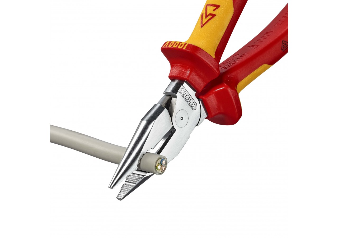 Pince universelle 185mm avec tranchant - Bi-matière - Chromée - Isolée 1000V - Knipex - 0826185