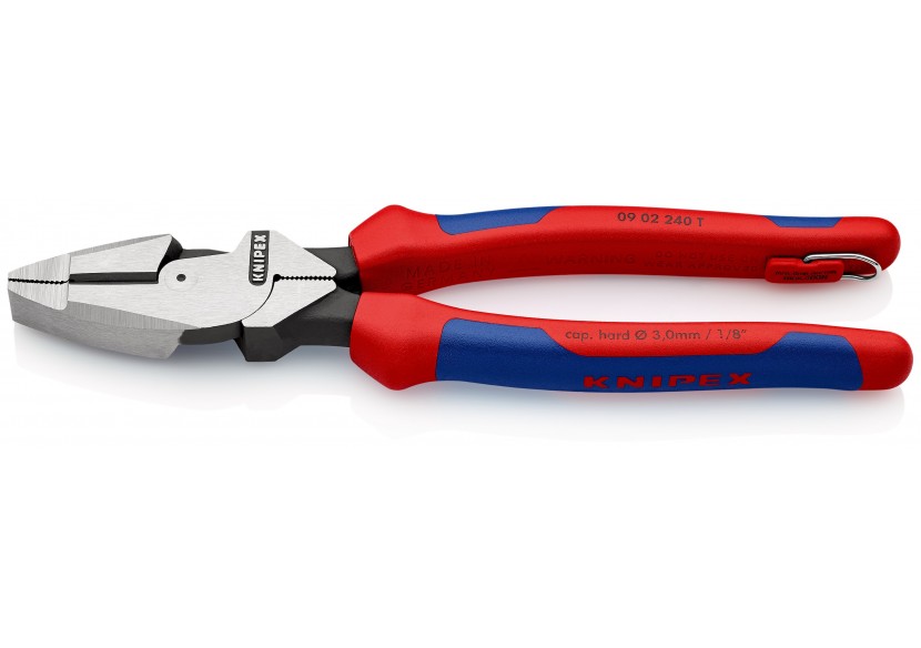 Pince universelle "Linesman's" 240mm avec tranchant - Bi-matière - Antichute - Knipex - 0902240T