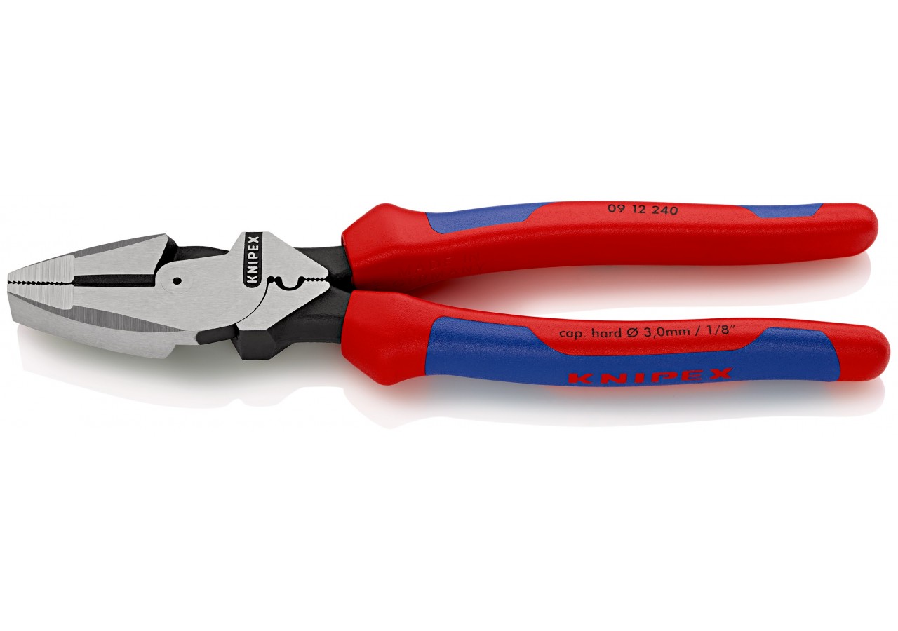Pince universelle "Linesman's" 240mm avec tranchant et sertissage - Bi-matière - Knipex - 0912240