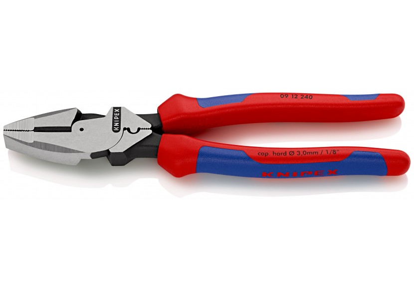 Pince universelle "Linesman's" 240mm avec tranchant et sertissage - Bi-matière - Knipex - 0912240