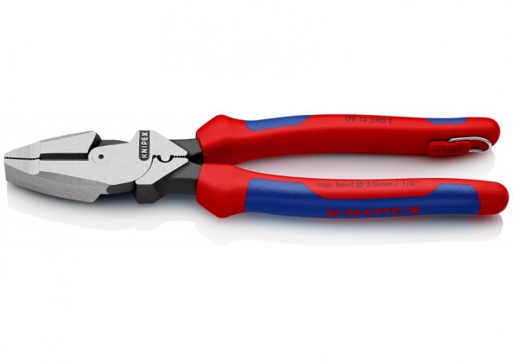 Pince "Linesman's" 240mm avec tranchant et sertissage - Bi-matière - Antichute - Knipex - 0912240T