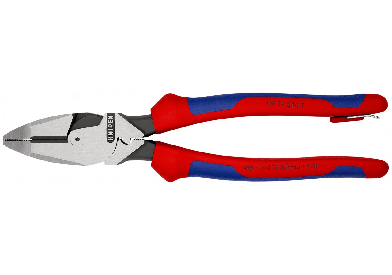 Pince "Linesman's" 240mm avec tranchant et sertissage - Bi-matière - Antichute - Knipex - 0912240T