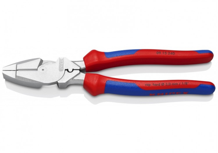 Pince universelle "Linesman's" 240mm - Sertissage - Gainage bi-matière - Chromée - Knipex - 0915240
