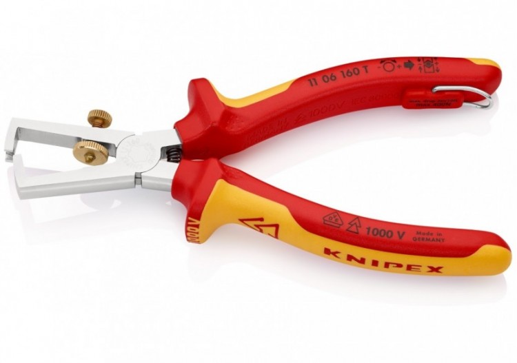 Pince à dénuder 160mm avec ressort - Bi-matière - Chromée - 1000V - Antichute - Knipex - 1106160T 2