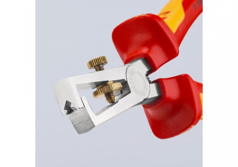 Pince à dénuder 160mm avec ressort - Bi-matière - Chromée - 1000V - Antichute - Knipex - 1106160T