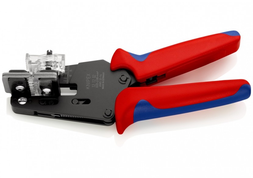Pince à dénuder 4 couteaux de forme 0,03 à 2,08mm2 / AWG 32-14 195mm Bi-matière - Knipex - 121202