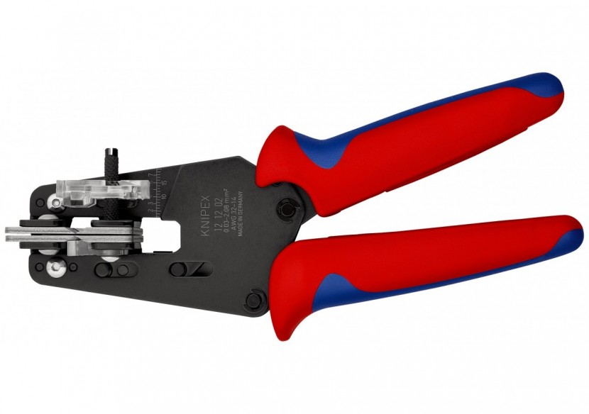 Pince à dénuder 4 couteaux de forme 0,03 à 2,08mm2 / AWG 32-14 195mm Bi-matière - Knipex - 121202