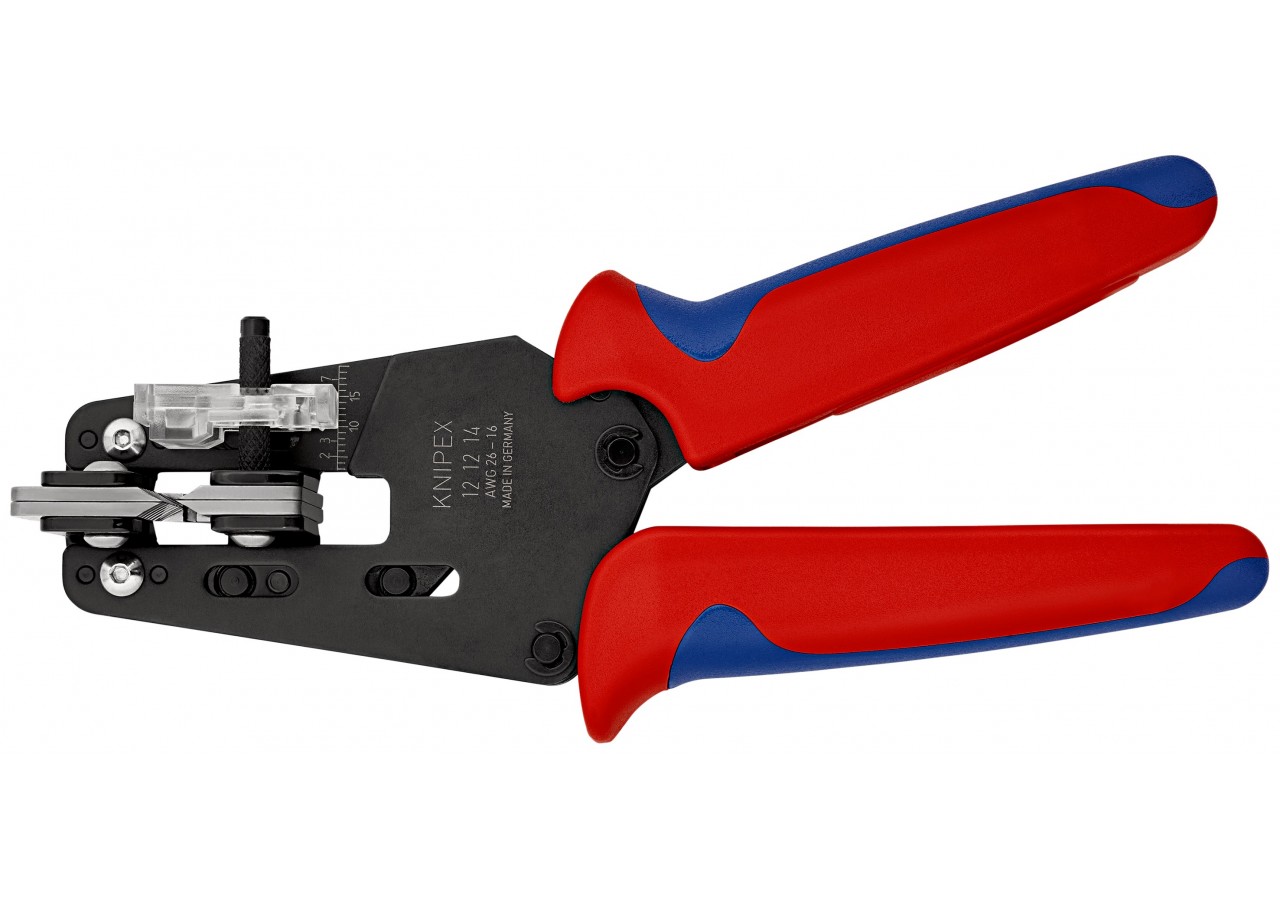 Pince à dénuder 4 couteaux de forme 0,03 à 2,08mm2 / AWG 32-14 195mm Bi-matière - Knipex - 121214