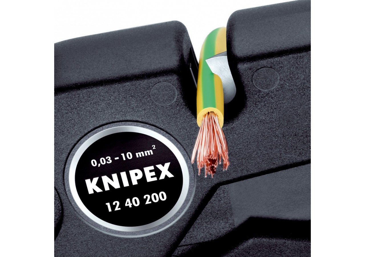 Pince à dénuder auto-ajustable 0,03 à 10 mm2 - Boitier ABS - Poids faible - Knipex - 1240200