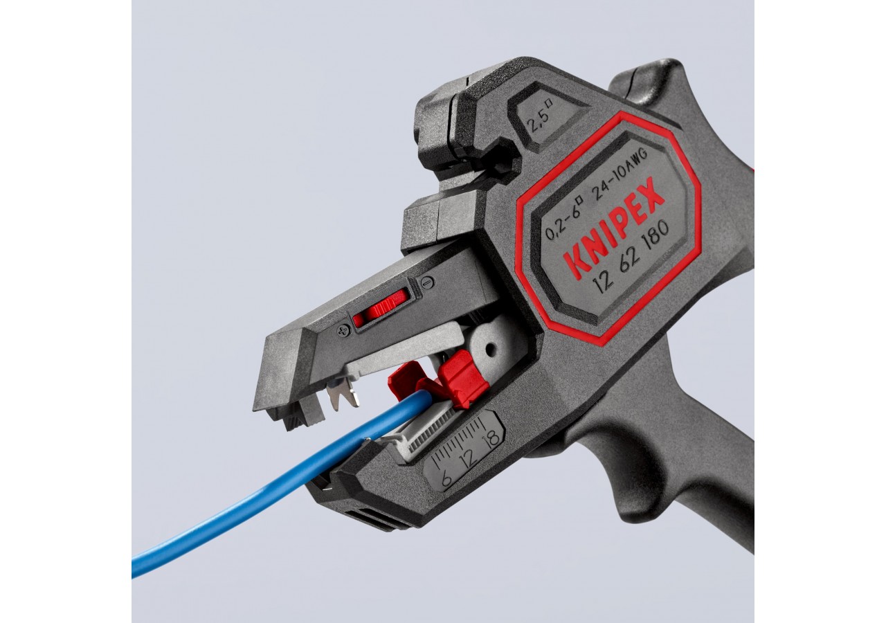 Pince à dénuder automatique de 0,2 à 6mm2 - 180mm - Boitier ABS - Forme pistolet - Knipex - 1262180