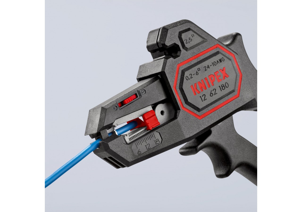 Pince à dénuder automatique de 0,2 à 6mm2 - 180mm - Boitier ABS - Forme pistolet - Knipex - 1262180