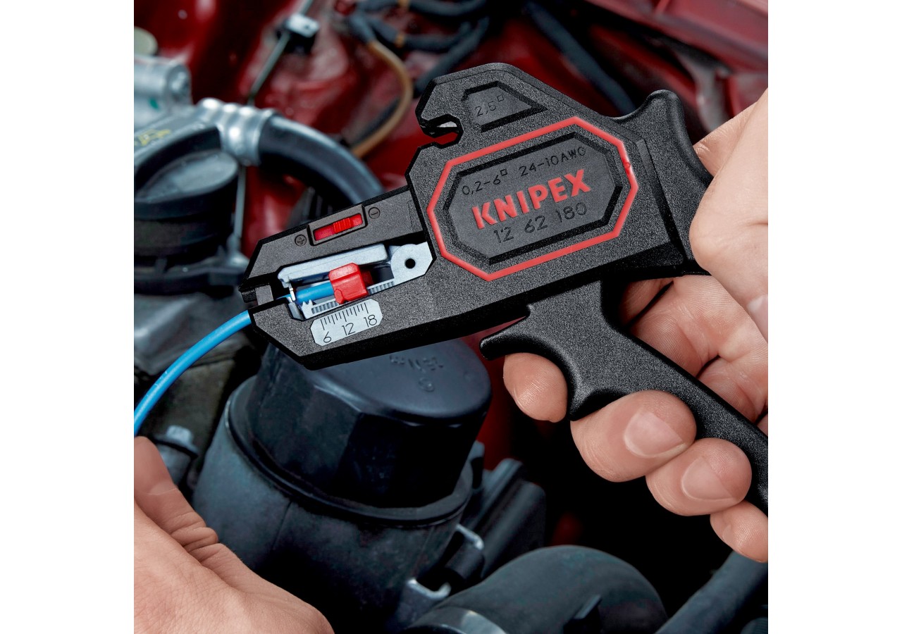 Pince à dénuder automatique de 0,2 à 6mm2 - 180mm - Boitier ABS - Forme pistolet - Knipex - 1262180