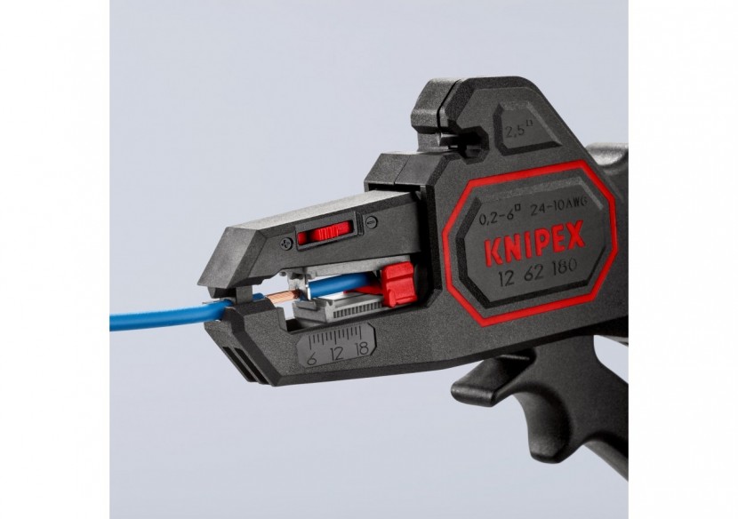Pince à dénuder automatique de 0,2 à 6mm2 - 180mm - Boitier ABS - Forme pistolet - Knipex - 1262180